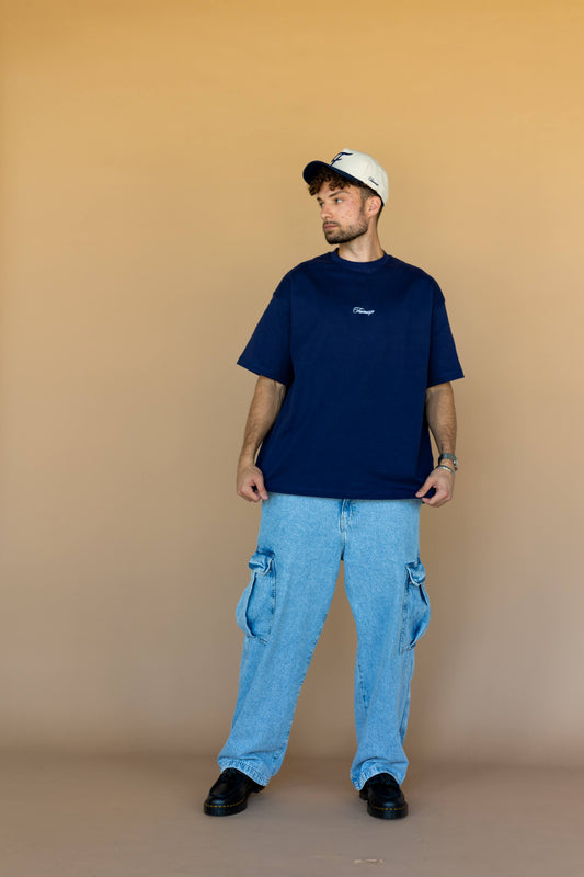 Navy & White Script Logo T-Shirt