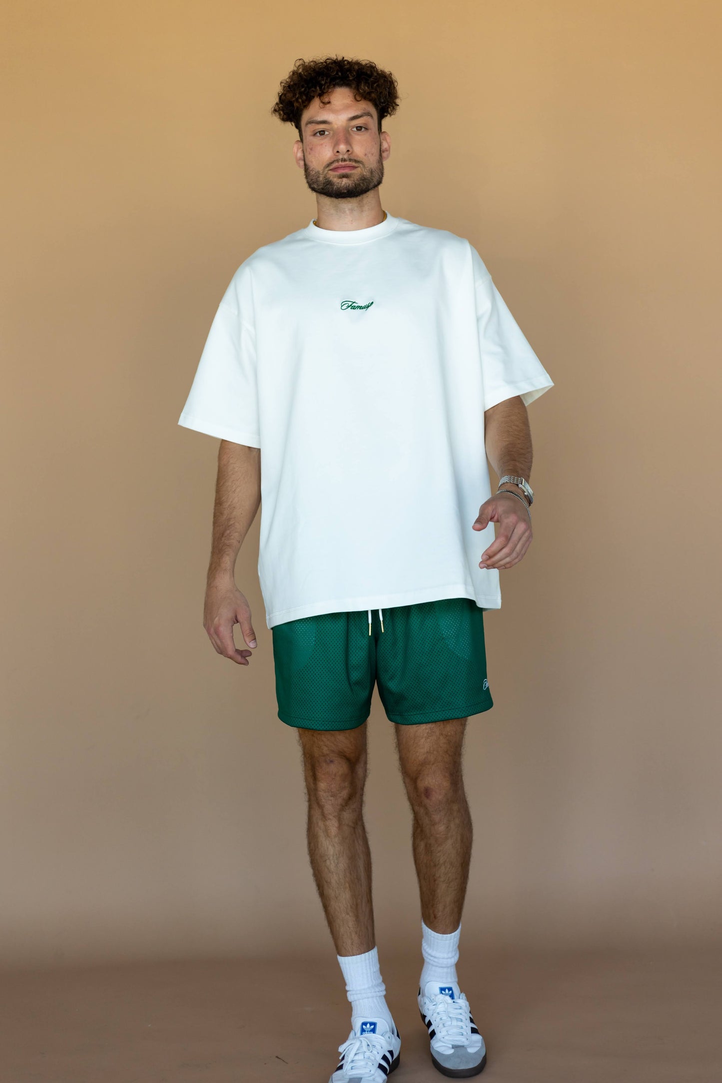 White & Green Script Logo T-Shirt