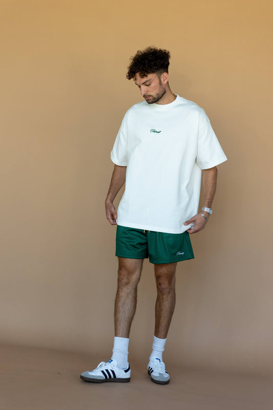Green Script Logo Mesh Shorts