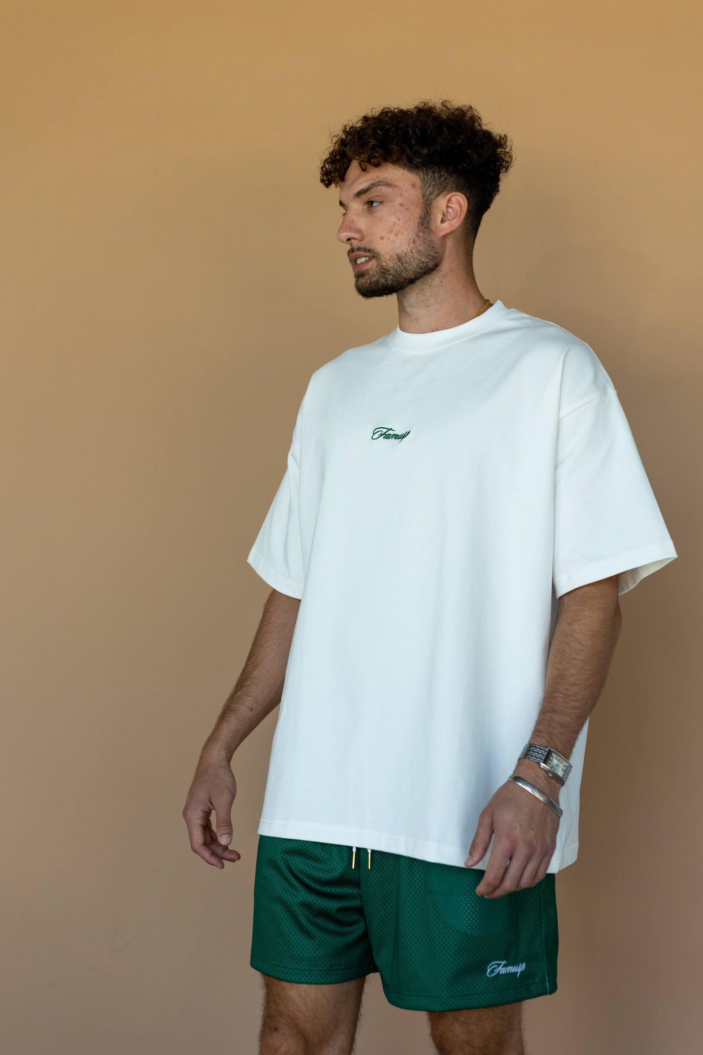 Green Script Logo Mesh Shorts